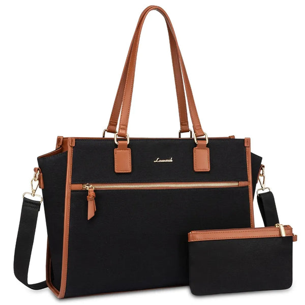 HKM-412819 Fashionable Leather Tote Bags Set for 15.6 Inch Laptops - Ideal for Office, Business, and Travel