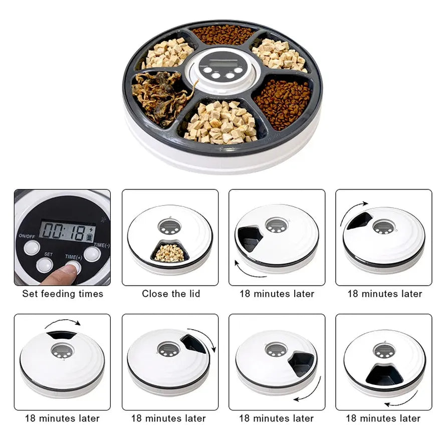 HKM-412883 Automatic Pet Food Dispenser with Smart Timed Control, White, Size 30 cm x 7 cm