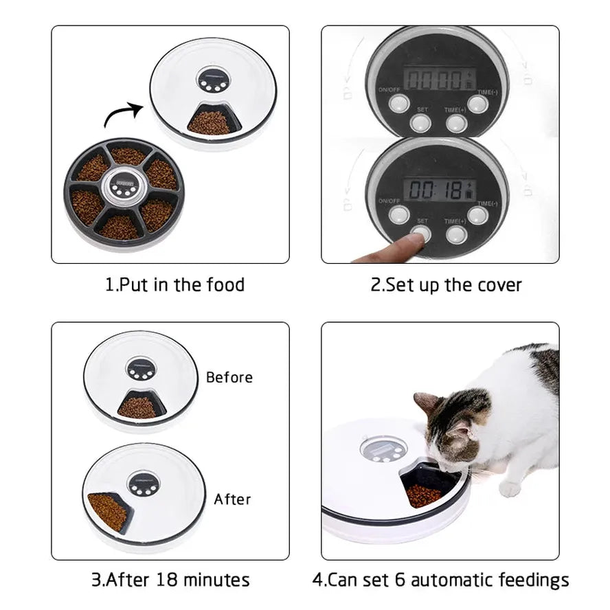 HKM-412883 Automatic Pet Food Dispenser with Smart Timed Control, White, Size 30 cm x 7 cm