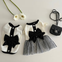 HKM-4129597 Summer Black and White Princess Dress for Small Dogs - Lightweight Polyester Vest