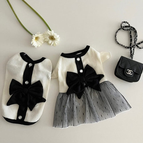 HKM-4129597 Summer Black and White Princess Dress for Small Dogs - Lightweight Polyester Vest