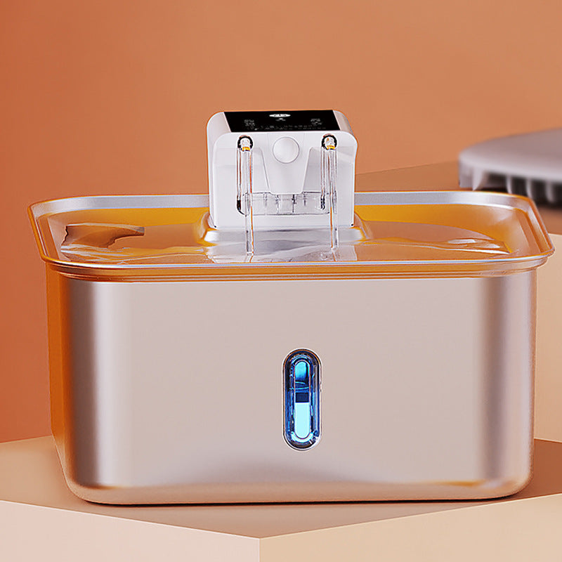 HKM-4129853 Rechargeable Stainless Steel Wireless Pet Water Fountain with Upgraded Filter for Dogs and Cats