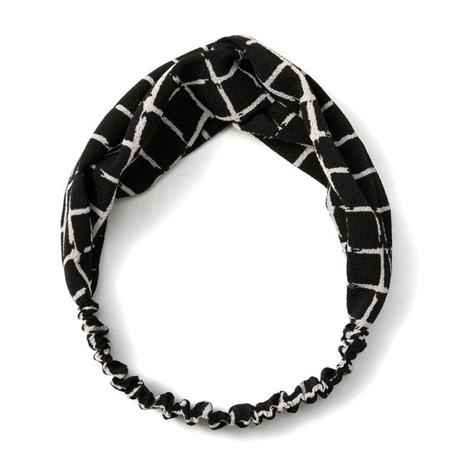 HKM-413011 Fashionable Women’s Summer Headband - Bohemian Cross Turban Hair Accessories