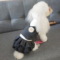 HKM-4130365 Korean Style Woolen Princess Dress for Female Dogs in Dark Gray and Camel