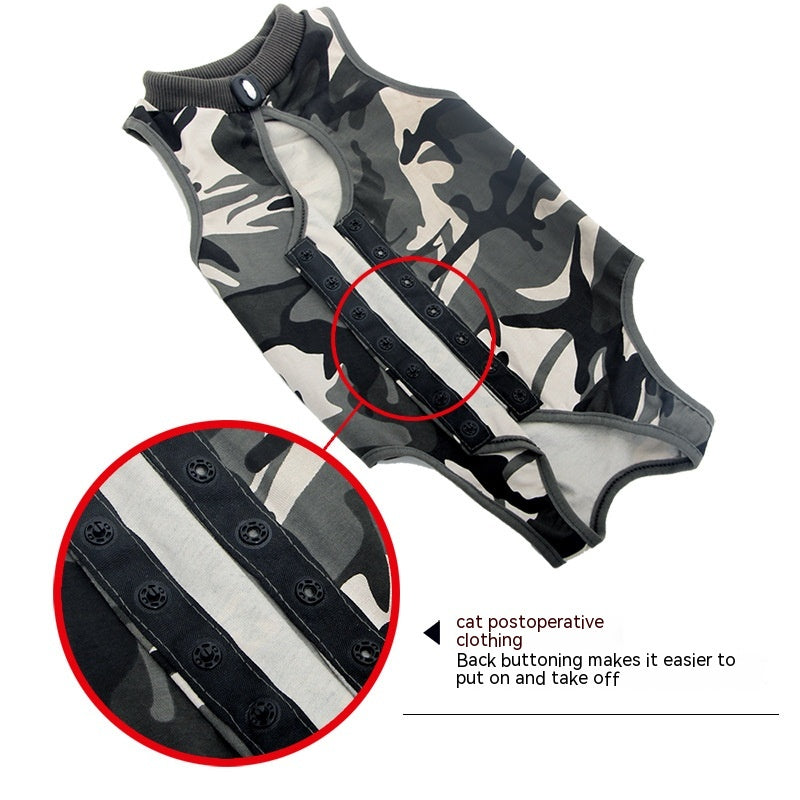 HKM-4132157 Post-Surgery Breathable Camouflage Pet Clothing for Cats - Size S, M, L