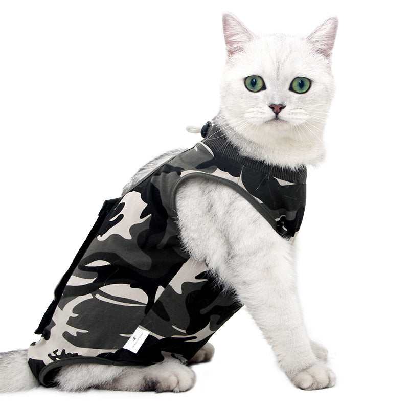 HKM-4132157 Post-Surgery Breathable Camouflage Pet Clothing for Cats - Size S, M, L