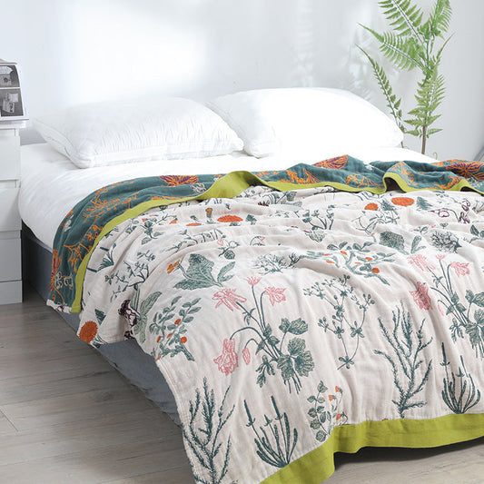 HKM-413267 Jungle Print Cotton Gauze Towel Blanket – Two Sizes Available