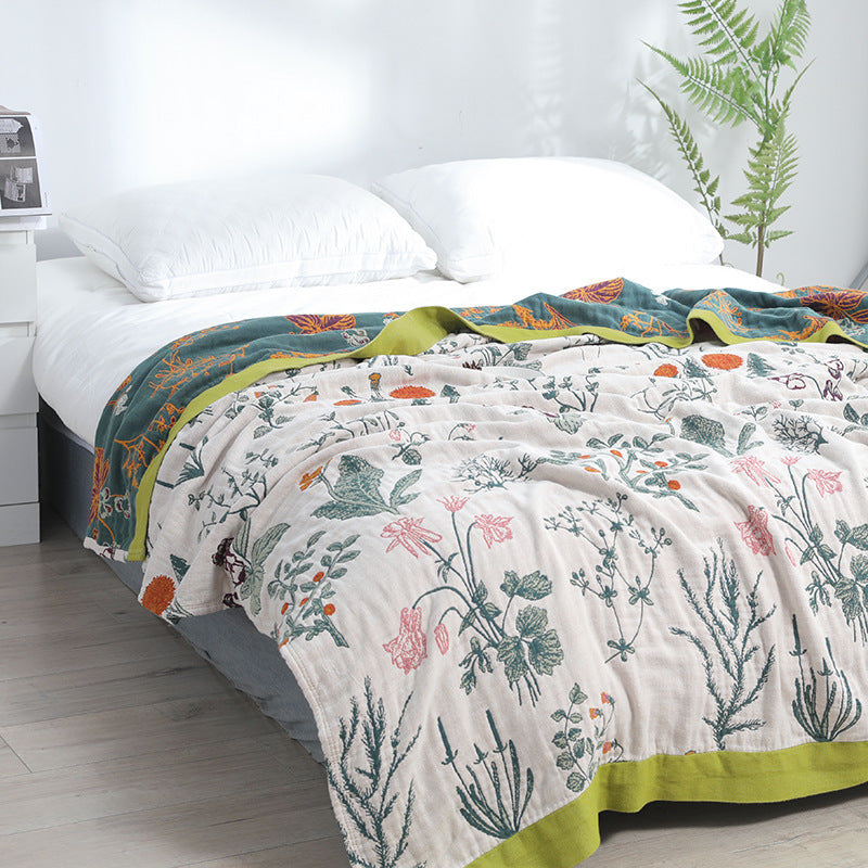 HKM-413267 Jungle Print Cotton Gauze Towel Blanket – Two Sizes Available