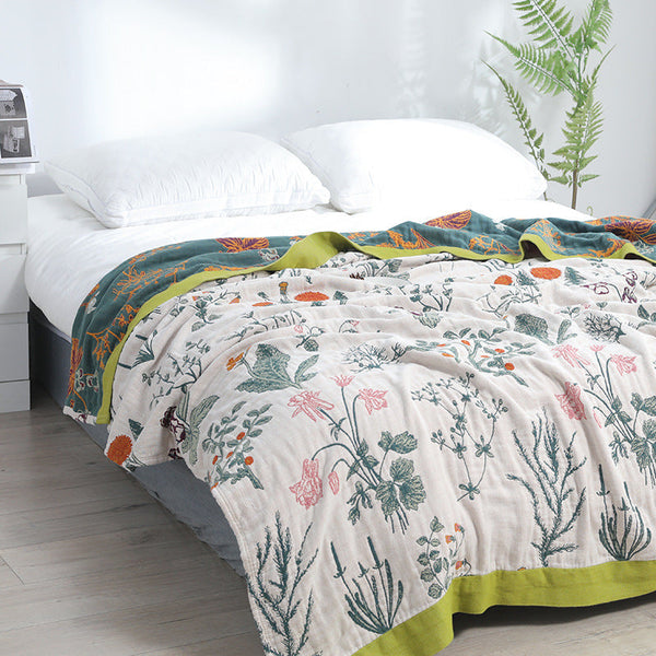 HKM-413267 Jungle Print Cotton Gauze Towel Blanket – Two Sizes Available