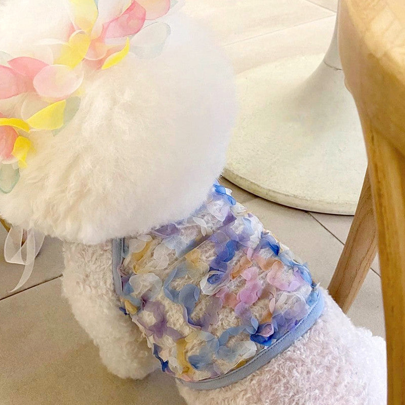 HKM-4134333 Fairy Petal Summer Sling for Small Pets - Lightweight Polyester Carrier in Blue and Pink