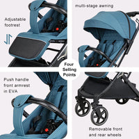 HKM-413459 Adjustable Sit and Stand Double Twin Stroller for Newborns - Lightweight, Versatile Design