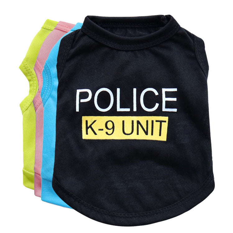HKM-413459 Casual Cotton Vest for Spring and Summer Police Dog Apparel in Blue, Black, Green, Pink