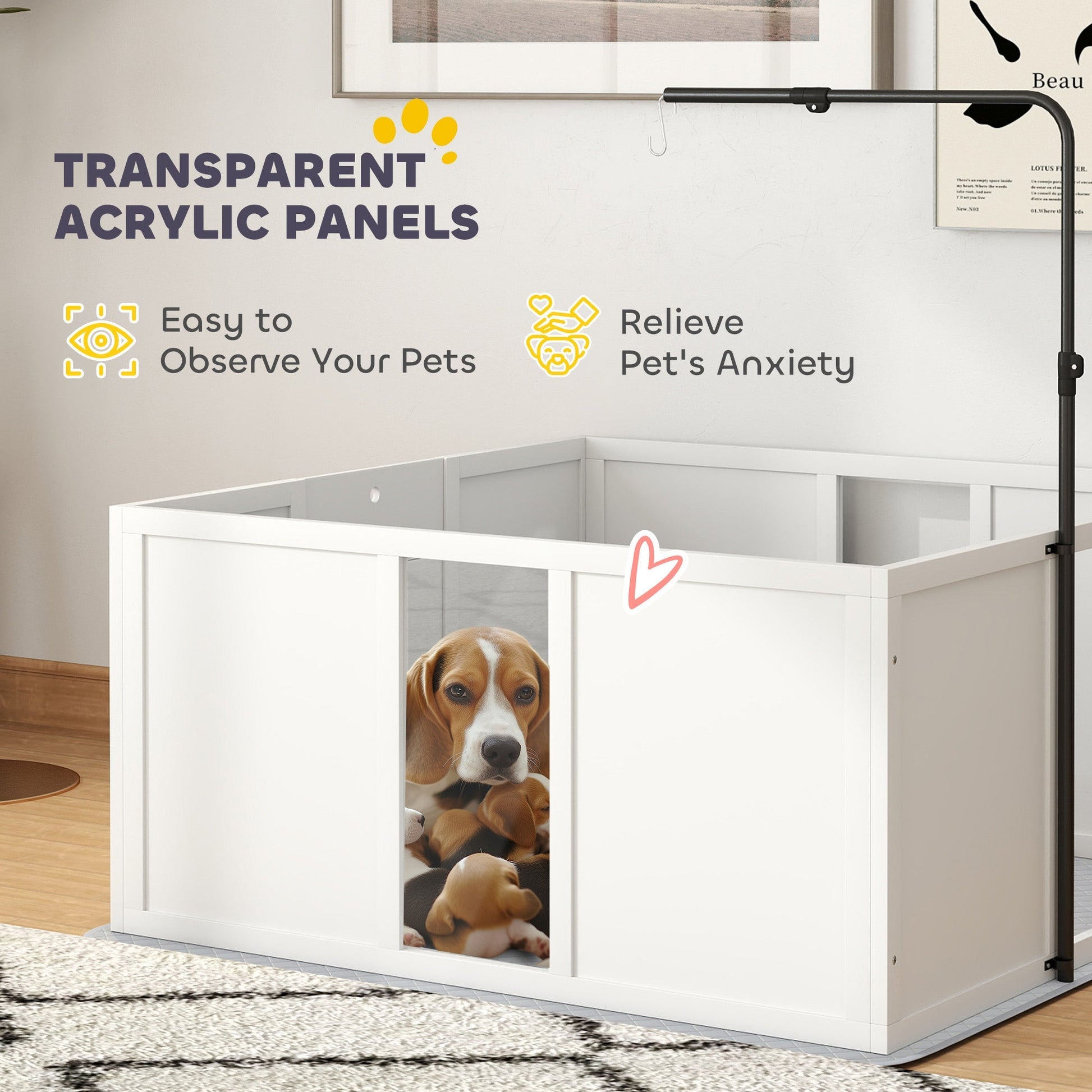 HKM-4135229 Whelping Box for Medium Dogs with Adjustable Light Stand and Removable Panels