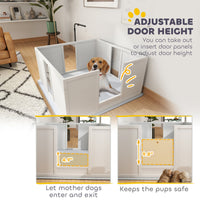 HKM-4135229 Whelping Box for Medium Dogs with Adjustable Light Stand and Removable Panels