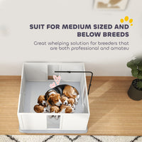 HKM-4135229 Whelping Box for Medium Dogs with Adjustable Light Stand and Removable Panels