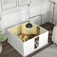 HKM-4135229 Whelping Box for Medium Dogs with Adjustable Light Stand and Removable Panels