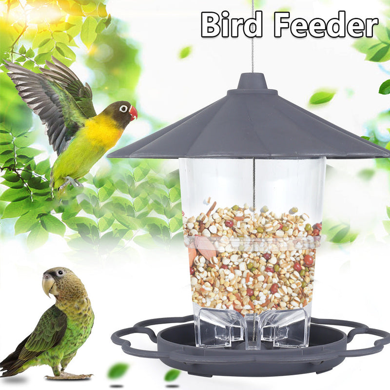 HKM-413523 Foldable Hanging Bird Feeder with Removable Roof - Outdoor Garden Decoration - 820ml Capacity
