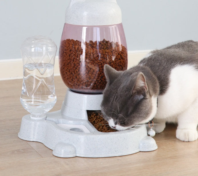 HKM-4135741 Automatic Pet Water Dispenser and Food Bowl for Cats and Small Dogs, Non-Wet Mouth Design, Anti-Overturning Base