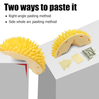 HKM-4137021 Durian-Shaped Cat Corner Scratcher and Self-Grooming Massage Comb for Indoor Cats