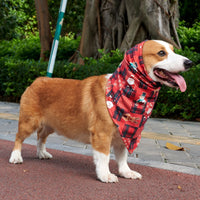HKM-4137149 Stylish Velvet Dog Headscarf in Halloween Red and Green - Available in Sizes S, M, L