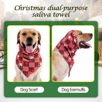 HKM-4137149 Stylish Velvet Dog Headscarf in Halloween Red and Green - Available in Sizes S, M, L