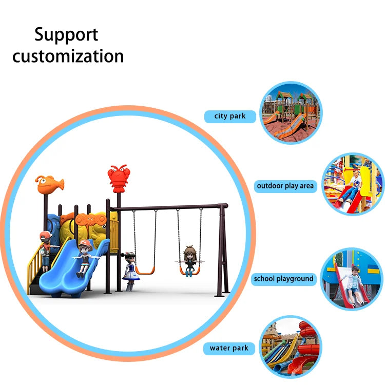 HKM-413715 Durable Ocean-Themed Outdoor Playground Slide for Kindergarten and Public Use