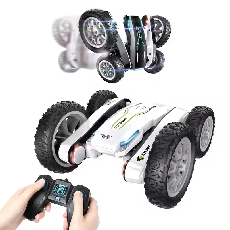 HKM-413843 Remote Control Stunt Car with 360° Rotation and Cool Lighting for Kids, Electric Double-Sided Design
