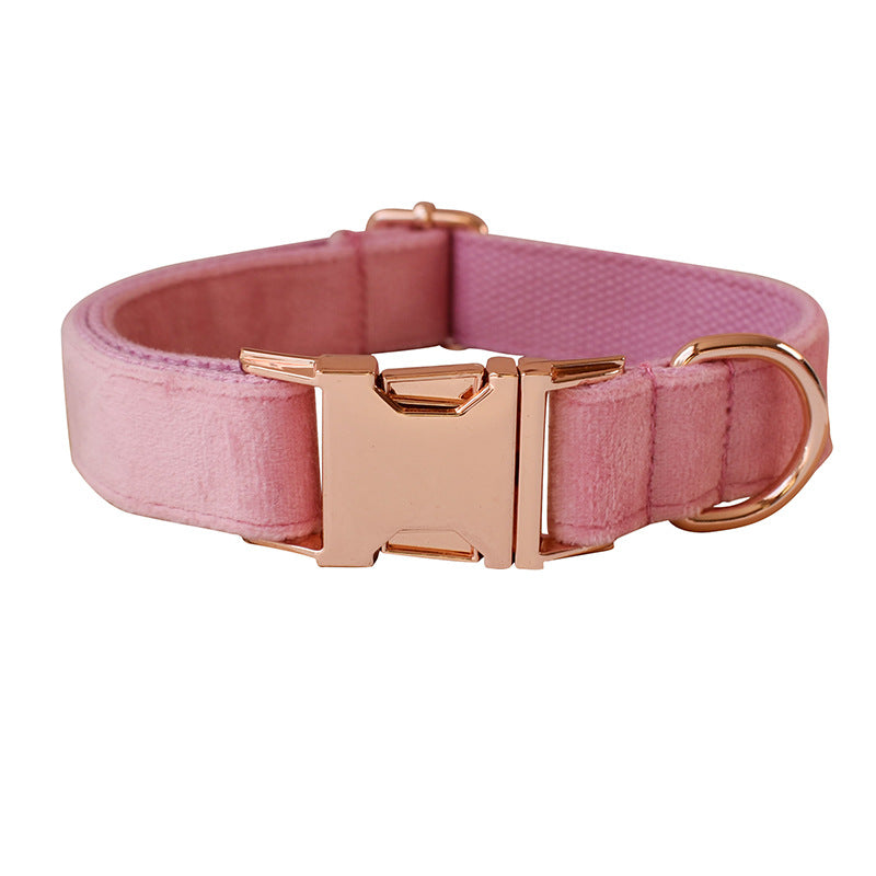HKM-4138813 Rose Gold Buckle Flannelette Dog Harness Set with Leash, Bow and Flower Accents