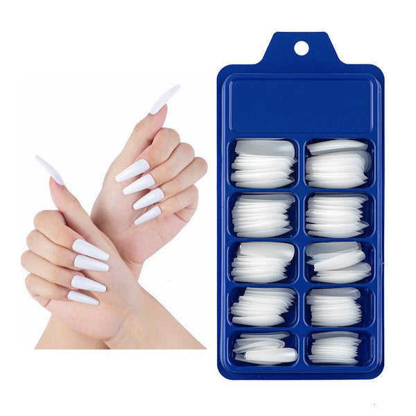 HKM-413907 100 Solid Ballet Nail Patches in Blue Blister Box - Korean ABS Material, Reusable and Durable 32g