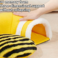 HKM-4139581 Soft Bee-Shaped Tunnel Bed for Small Animals, Removable Guinea Pig Tunnels and Tubes, Suitable for Rats, Hamsters, Hedgehogs, and Chinchillas