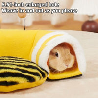 HKM-4139581 Soft Bee-Shaped Tunnel Bed for Small Animals, Removable Guinea Pig Tunnels and Tubes, Suitable for Rats, Hamsters, Hedgehogs, and Chinchillas