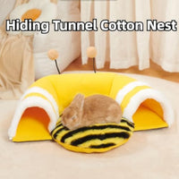 HKM-4139581 Soft Bee-Shaped Tunnel Bed for Small Animals, Removable Guinea Pig Tunnels and Tubes, Suitable for Rats, Hamsters, Hedgehogs, and Chinchillas