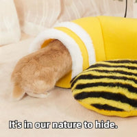 HKM-4139581 Soft Bee-Shaped Tunnel Bed for Small Animals, Removable Guinea Pig Tunnels and Tubes, Suitable for Rats, Hamsters, Hedgehogs, and Chinchillas