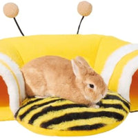 HKM-4139581 Soft Bee-Shaped Tunnel Bed for Small Animals, Removable Guinea Pig Tunnels and Tubes, Suitable for Rats, Hamsters, Hedgehogs, and Chinchillas