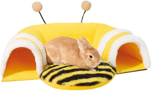 HKM-4139581 Soft Bee-Shaped Tunnel Bed for Small Animals, Removable Guinea Pig Tunnels and Tubes, Suitable for Rats, Hamsters, Hedgehogs, and Chinchillas
