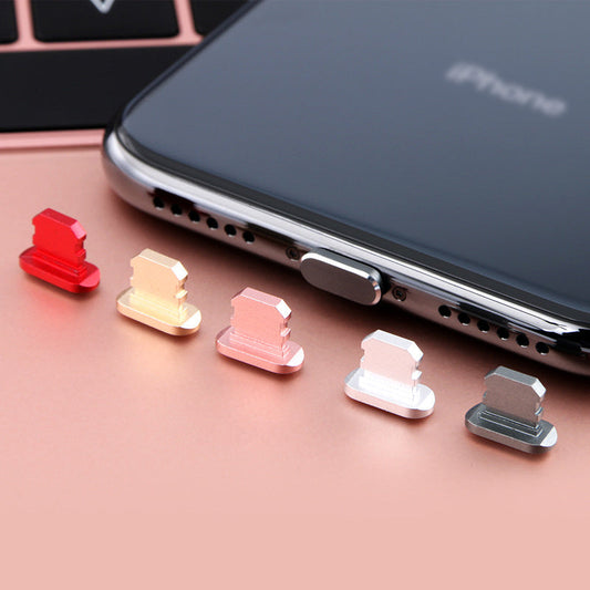 HKM-413971 Aluminum Alloy Mobile Phone Charging Port Dust Plug for iPhone and Note Models - Various Colors Available