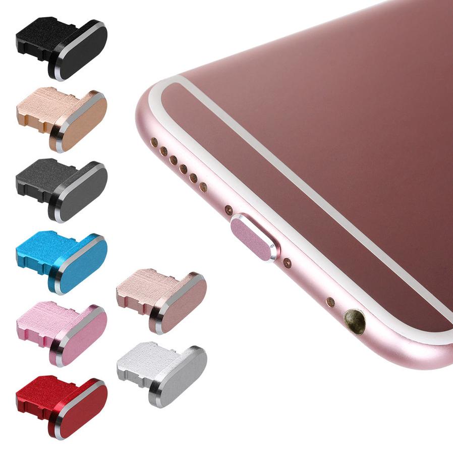 HKM-413971 Aluminum Alloy Mobile Phone Charging Port Dust Plug for iPhone and Note Models - Various Colors Available