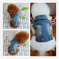 HKM-4140093 Stylish Denim Vest for Pets - Retro Scratch Pattern for Autumn and Winter