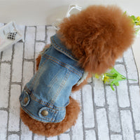 HKM-4140093 Stylish Denim Vest for Pets - Retro Scratch Pattern for Autumn and Winter