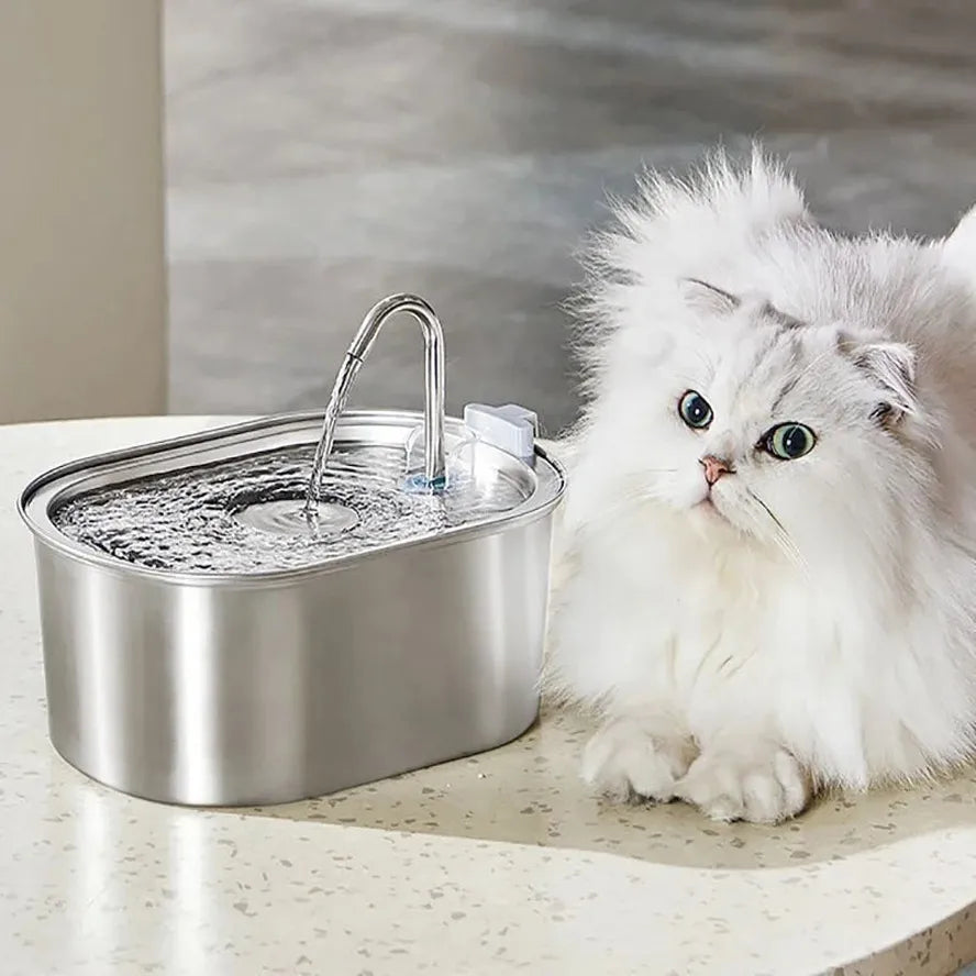 HKM-414035 Wireless Charging 3.2L Stainless Steel Pet Water Fountain for Cats and Dogs