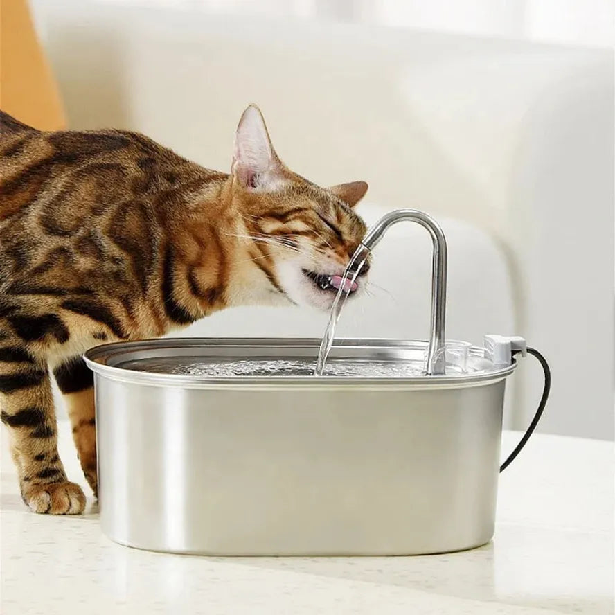 HKM-414035 Wireless Charging 3.2L Stainless Steel Pet Water Fountain for Cats and Dogs