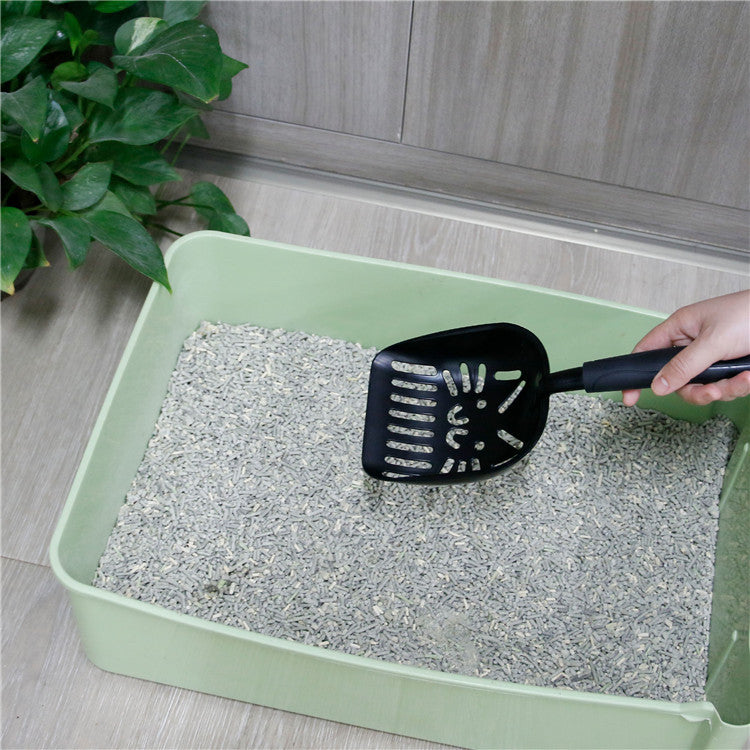 HKM-4140989 Large Cat Litter Scoop with Oblique and Cat Face Holes - Plastic Handle Cleaning Tool