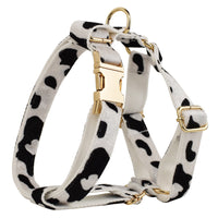 HKM-4141501 Cows Print Dog Collar Bow and Vest Set with Leash and Waste Bag