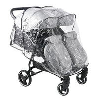 HKM-4142419 twin stroller with the full-row rain cover fitted