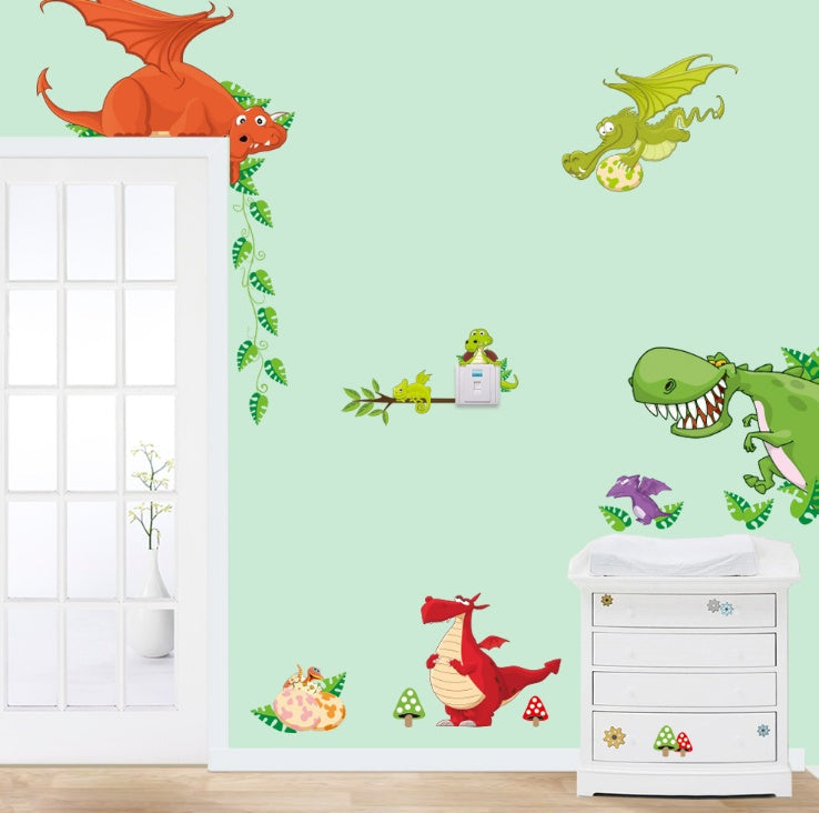 HKM-414355 Cute Animal Wall Sticker for Children's Room - Detachable, Waterproof PVC Decoration