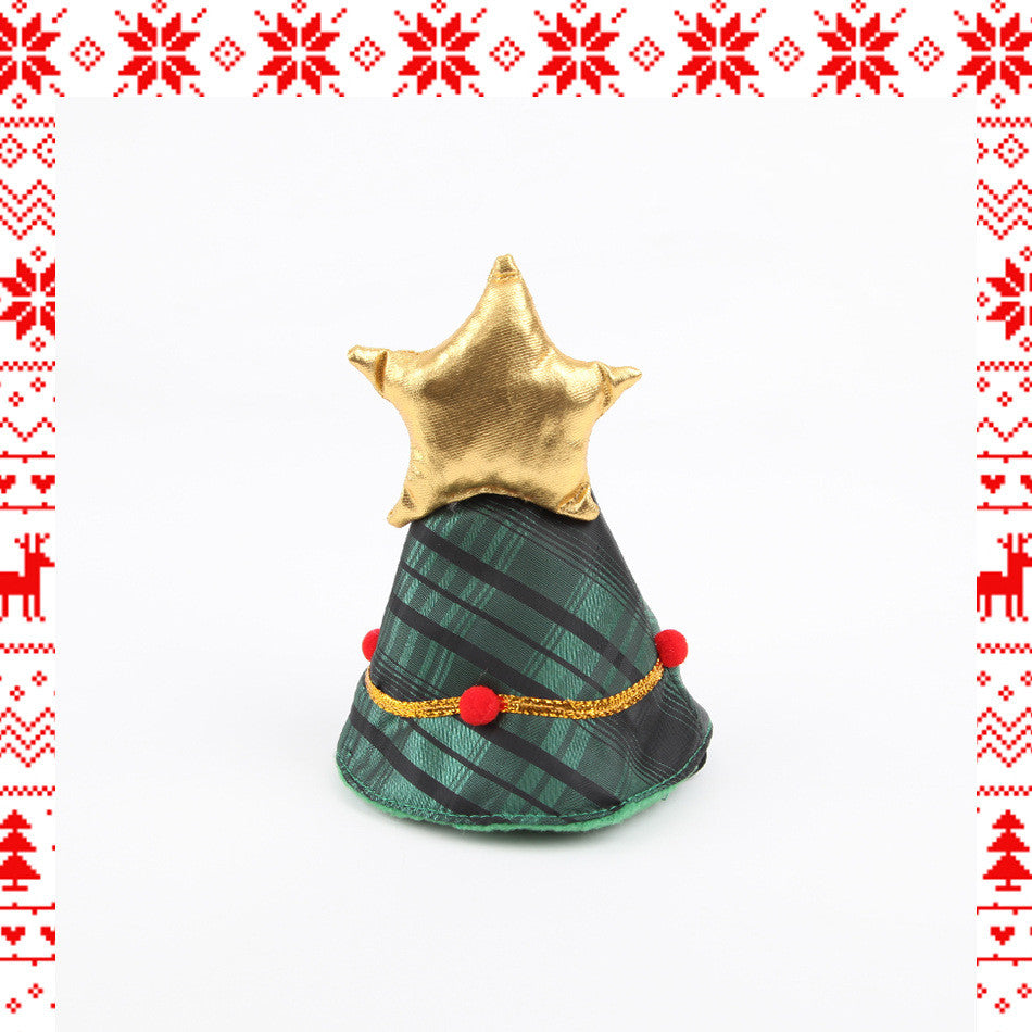 HKM-4143677 Christmas Tree Cape Pet Costume with Star Hat for Cats - Small Clothes Suit