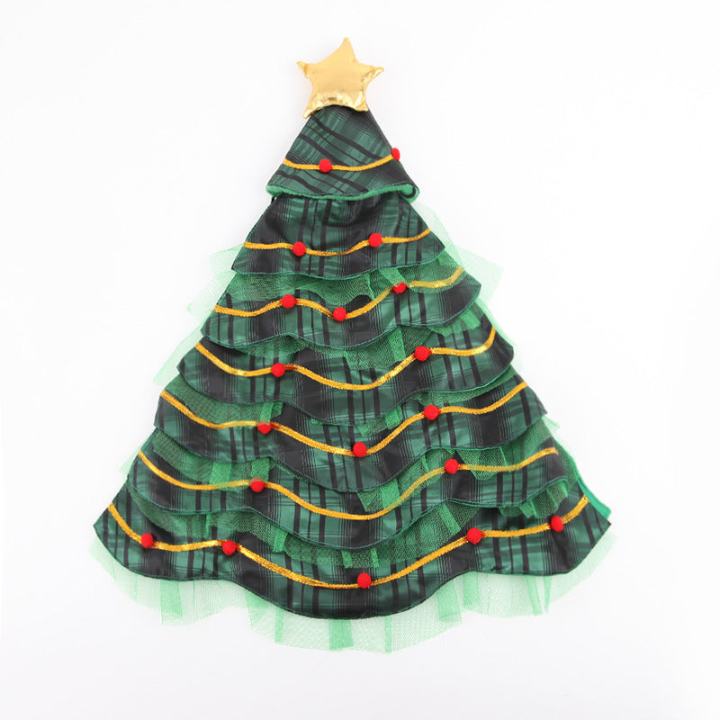 HKM-4143677 Christmas Tree Cape Pet Costume with Star Hat for Cats - Small Clothes Suit
