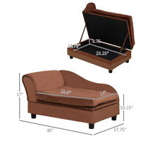 HKM-4143933 Cozy Pet Sofa Bed with Storage for Cats and Small Dogs - Brown