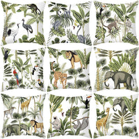 HKM-414483 Tropical Plants Printed Pillowcase in Summer Peach Skin Fabric for Living Room 45x45cm