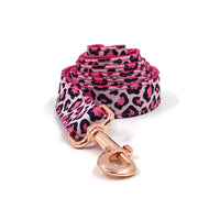 HKM-4145085 Leopard Print and Rose Gold Pet Collar and Leash Set for Dogs